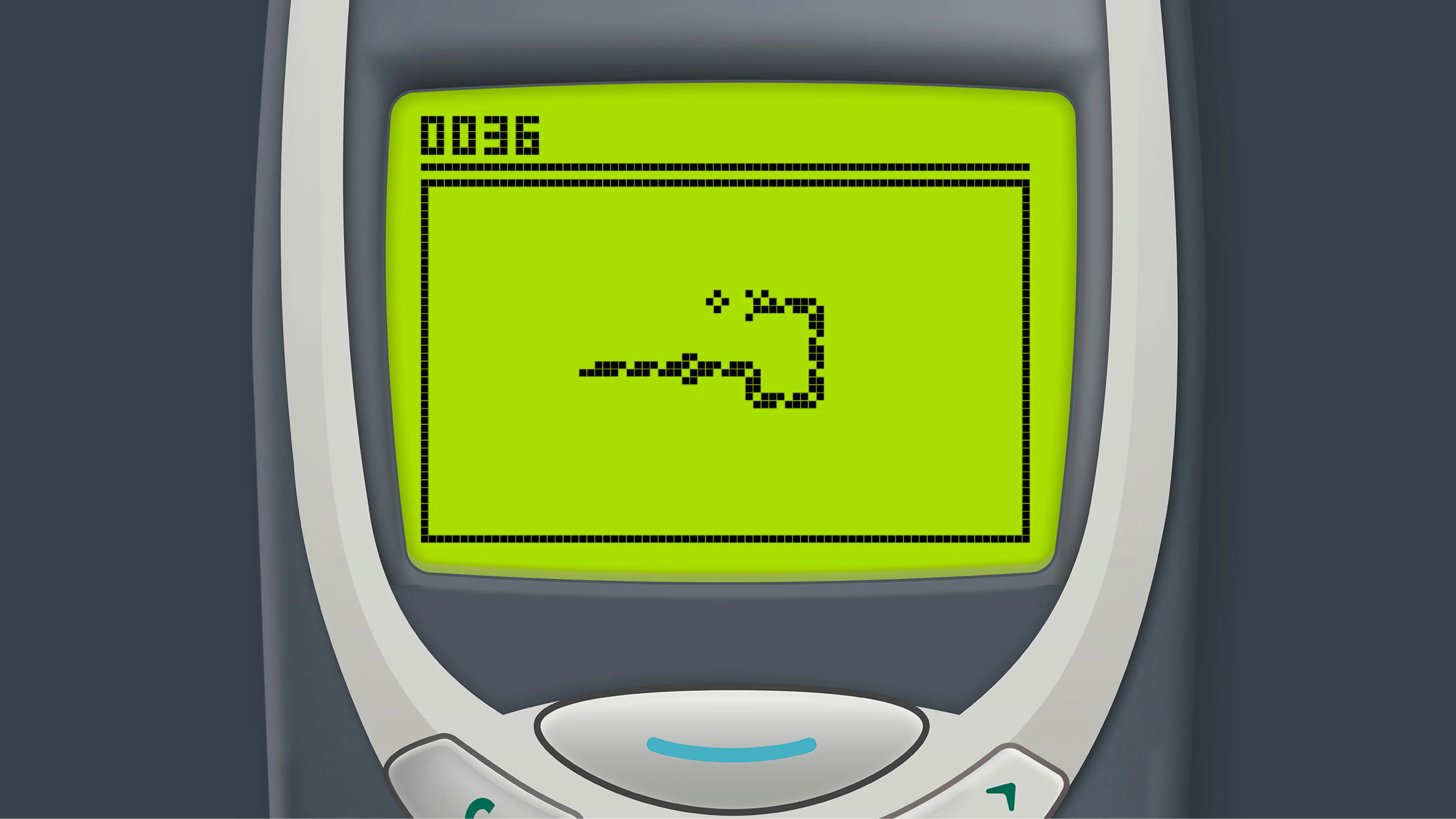 Classic Nokia-style Snake game on retro handheld device
